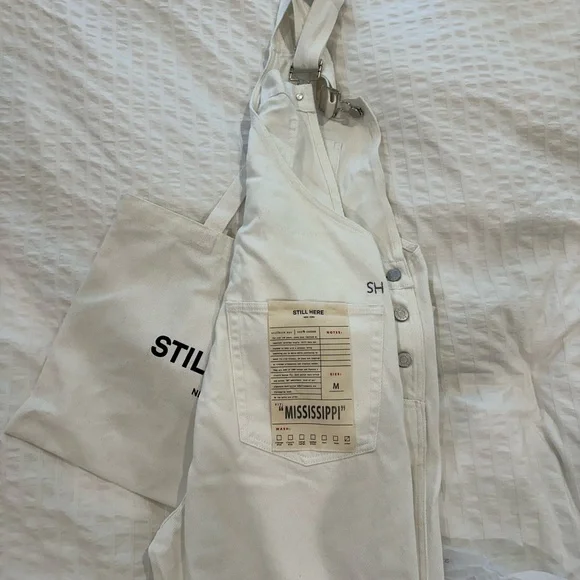 Brand New Still Here White Missisipi Overalls - Picture 4 of 5